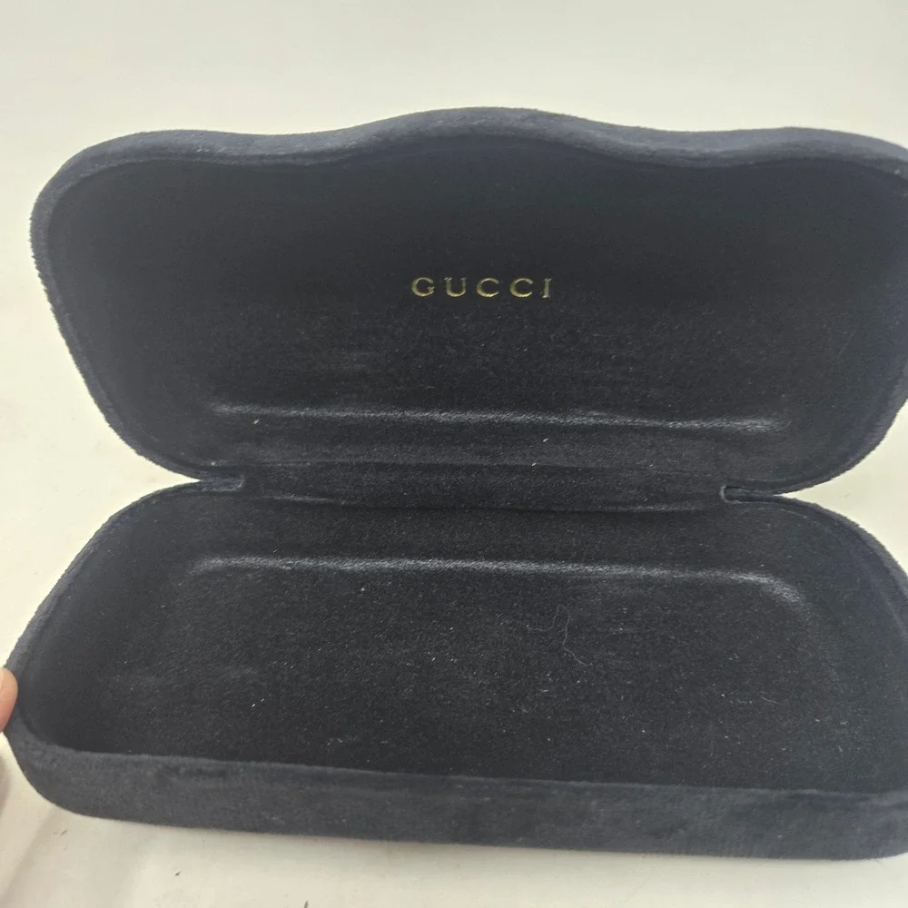 Gucci Black Velvet Sunglasses Case Hardshell Gold Logo Eyewear Protector Luxury